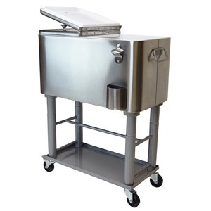 Oakland Living Party Cooler Cart - 15 Gallon - Stainless Steel