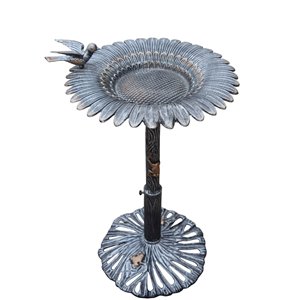 Oakland Sunflower Bird Bath - Antique Pewter