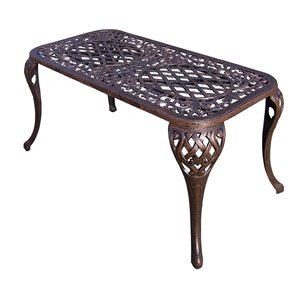 Oakland Living Mississippi Cast Aluminum Table - 35-in x 18-in - Antique Bronze