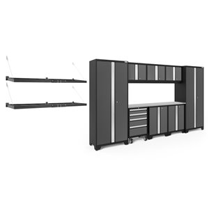 Armoire Bold Series de New Age Products, en acier, capacité de 4900 lb, ensemble de 9 morceaux, gris foncé