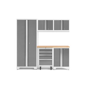 Armoire Bold Series de New Age Products, en acier et en bambou, à 4 tiroirs, ensemble de 6 morceaux, platine