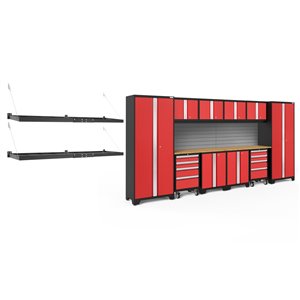 Armoire Bold Series de New Age Products, en acier et en bambou, à 8 tiroirs, ensemble de 12 morceaux, rouge