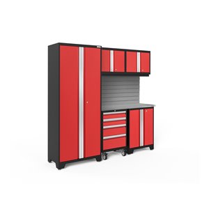 Armoire Bold Series de New Age Products, en acier, à 4 tiroirs, capacité de 2200 lb, ensemble de 6 morceaux, rouge