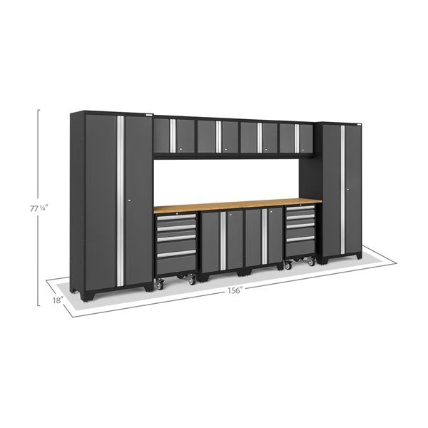 NewAge Products Bold Series Cabinet - Steel and Bamboo - Set of 12 Pieces - Grey