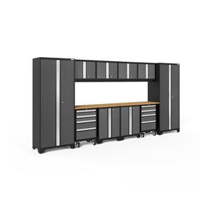 New Age Products Bold Series Cabinet - Steel and Bamboo - Set of 12 Pieces - Grey