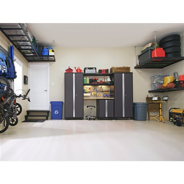 NewAge Products Bold Series Cabinet - Steel and Bamboo - Capacity of 2200 lb - Set of 6 Pieces - Grey