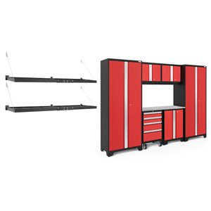 Armoire Bold Series de New Age Products, en acier, capacité de 4200 lb, ensemble de 7 morceaux, rouge