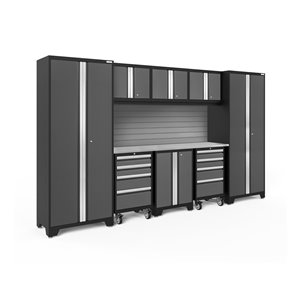 NewAge Products Bold Series Cabinet - Steel - 8 Drawers - Capacity of 3700 lb - Set of 9 Pieces - Grey