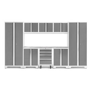 Armoire Bold Series de New Age Products, en acier et en acier inoxydable, à 4 tiroirs, ensemble de 9 morceaux, platine