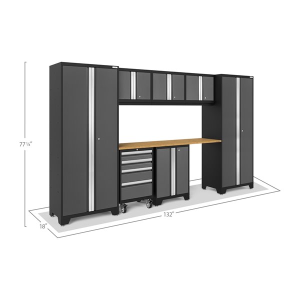 NewAge Products Bold Series Cabinet - Steel - 4 Drawers - Set of 8 Pieces - Grey