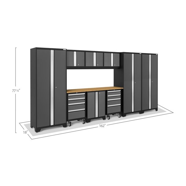 NewAge Products Bold Series Cabinet - Steel - 8 Drawers - Set of 10 Pieces - Grey