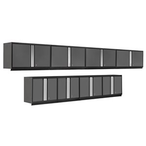 Armoire Pro Series de New Age Products, en acier, capacité de 1600 lb, ensemble de 8 morceaux, gris