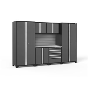 Armoire Pro Series de New Age Products, en acier et en acier inoxydable, à 5 tiroirs, ensemble de 7 morceaux, gris foncé