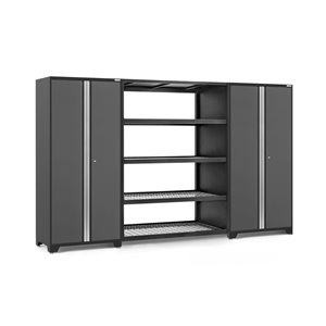 Armoire Pro Series de New Age Products, en acier, capacité de 2000 lb, ensemble de 3 morceaux, gris