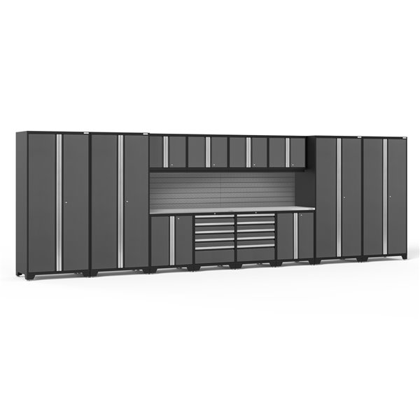 NewAge Products Pro Series Cabinet - Steel and Stainless Steel - 10 Drawers - Set of 14 Pieces - Grey