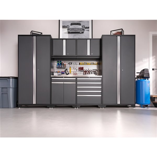 NewAge Products Pro Series Cabinet - Steel - 5 Drawers - Capacity of 3400 lb - Set of 6 Pieces - Grey