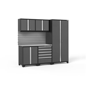 NewAge Products Pro Series Cabinet - Steel - 5 Drawers - Capacity of 3400 lb - Set of 6 Pieces - Grey