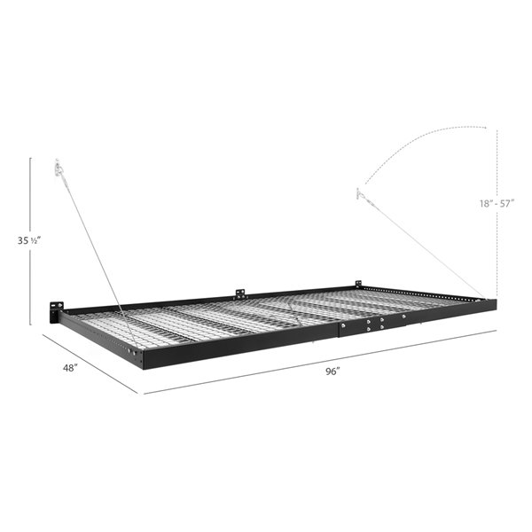 NewAge Poducts Pro Series Wall Mounted Shelf - Steel - 4-ft x 8-ft - Black