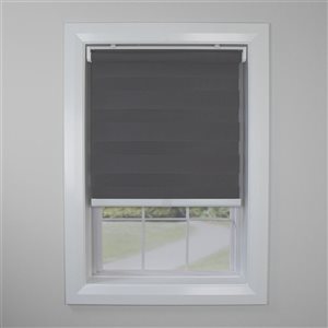 Versailles Home Fashions Slimline Cordless Zebra Privacy Shade - Light Filtering - 24-in x 72-in - Charcoal Grey