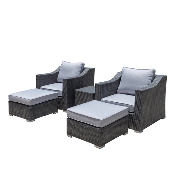 Starsong Kavala Patio Club Chair Set - 5-Piece Set - Light Grey