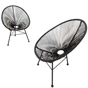 Chaises de patio en osier Hidalgo de Starsong, ens. de 2, noir
