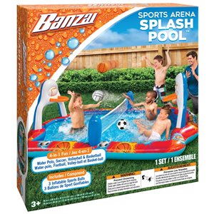 Piscine d'activités pour enfants 4-en-1 Sports Arena de Banzai, 95 po x 66 po, bleu