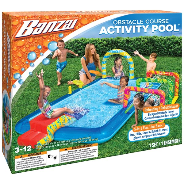 Image of Banzai | 5-In-1 Obstacle Course Activity Pool - 105-In X 88-In - Blue | Rona