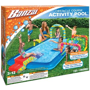 Banzai 5-in-1 Obstacle Course Activity Pool - 105-in x 88-in - Blue