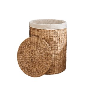 Panier à linge Nova rond de Vifah avec doublure lavable, en jacinthe d'eau tissée, 15 po