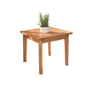 Vifah Gloucester Patio Side Table - Capacity of 2 - Square - Wood - Brown - 20-in x 20-in