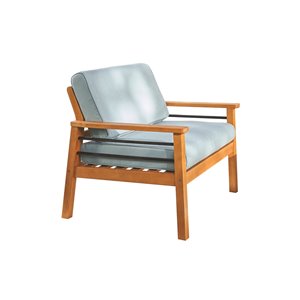 Fauteuil de patio Gloucester de Vifah, en bois et polyester, brun et bleu