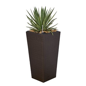 Jardinière auto-irrigante Bloomington de Vifah, carrée, en résine d'osier, expresso, 17 po x 31 po