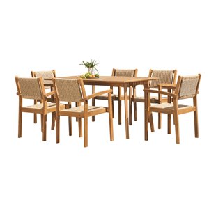 Ensemble à dîner extérieur Chesapeake de Vifah, en bois, brun, ensemble de 7 morceaux