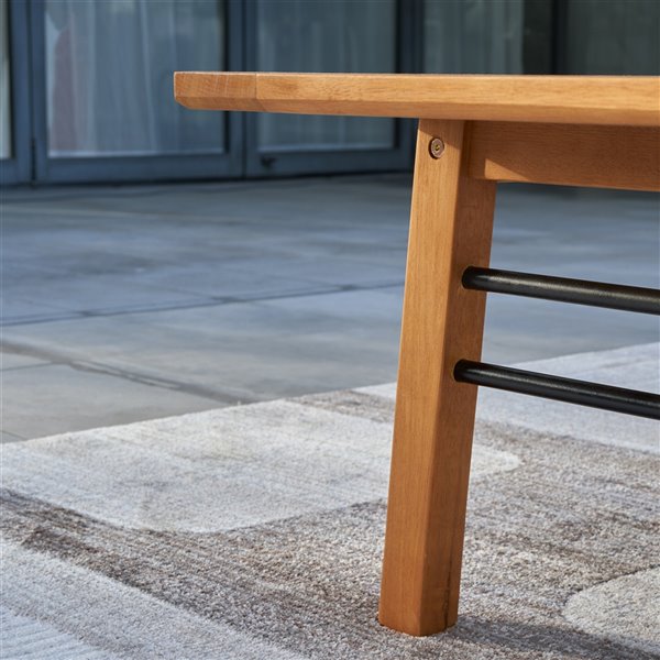Table basse d'extérieur Gloucester de Vifah, capacité de 4, rectangle, bois, brun, 48 po x 16 po