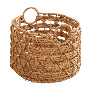Panier à linge ou de rangement empilable Camila de Vifah, en jacinthe d'eau tissé, ovale, ensemble de 2