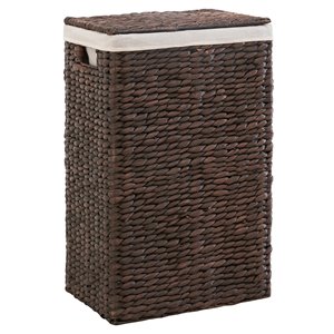 Panier à linge Leilani rectangulaire de Vifah avec doublure lavable, en jacinthe d'eau tissée, 13 po