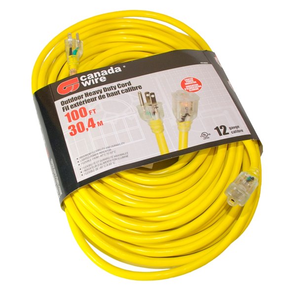 3 ft. 12 Gauge 15 Amps Indoor & Outdoor Heavy Duty Extension Cord, Yellow