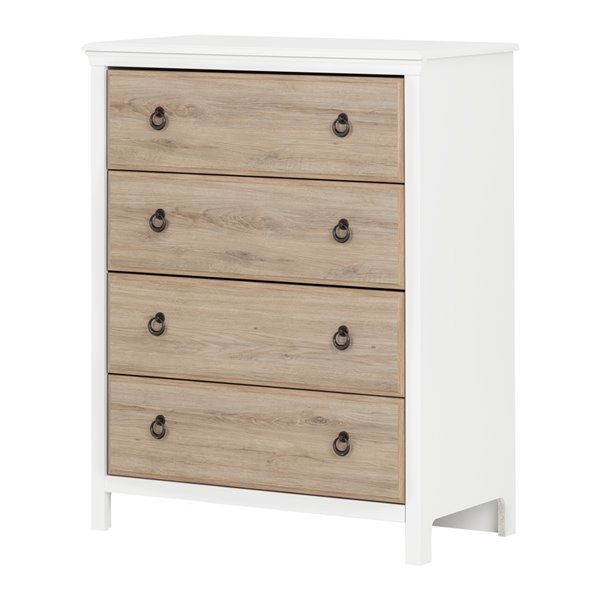 South Shore Furniture Cotton Candy 4-Drawer Chest - Pure White and Rustic Oak