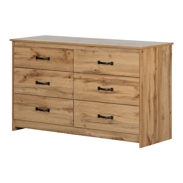 Bureau double 6 tiroirs Tassio de South Shore Furniture, chêne nordique