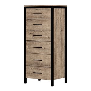 Commode 6 tiroirs Munich de South Shore, chêne vieilli et noir mat