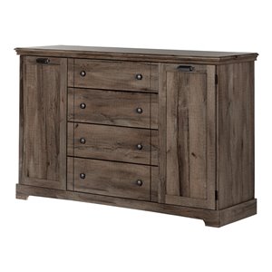 South Shore Furniture Lilak 4-Drawer Dresser with Doors - Fall Oak