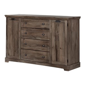 Commode 4 tiroirs avec portes Lilak de South Shore, chêne automnal