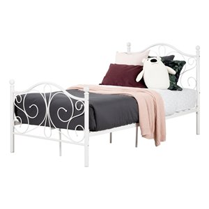 Lit simple de métal plateforme complet Summer Breeze de South Shore, blanc