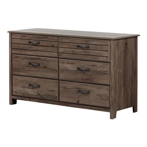 Commode double 6 tiroirs Asten de South Shore, chêne automnal