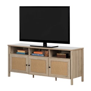 South Shore Balka TV Stand - Rustic Oak and Faux Printed Rattan