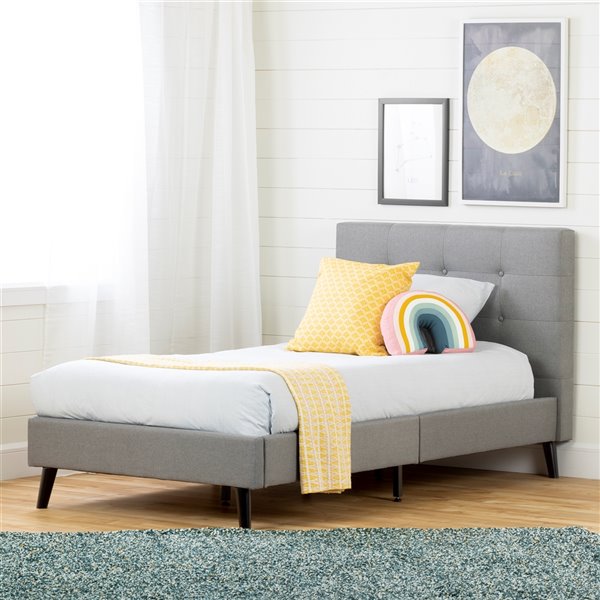 South S Furniture Fusion Complete, Grey Twin Bed Frame With Headboard