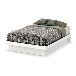 Lit plateforme double avec moulures Basic de South Shore, blanc solide