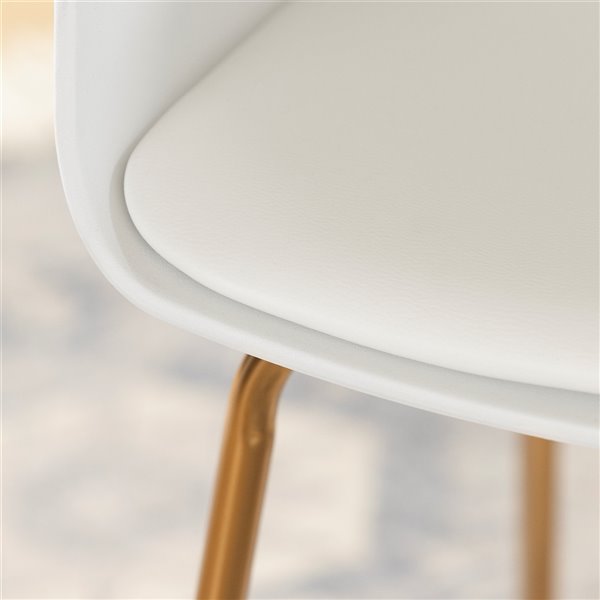 South Shore Furniture Flam Arm Chair with Metal Legs - White and Gold