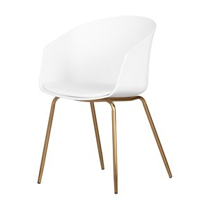 Chaise avec base en métal Flam de South Shore Furniture, blanc et doré