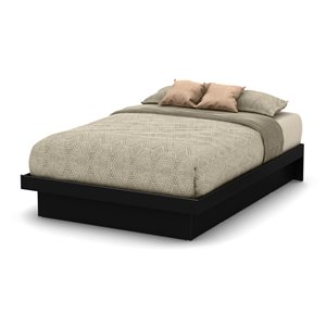 Lit plateforme double avec moulures Basic de South Shore, noir solide